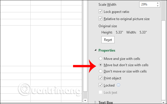 Cách cố định ảnh chèn trong Excel