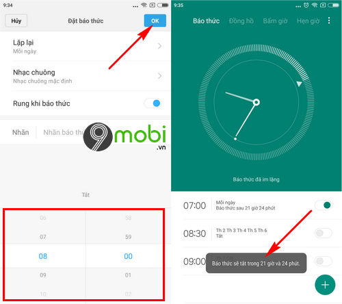 Hướng dẫn đặt hẹn giờ báo thức trên điện thoại Android