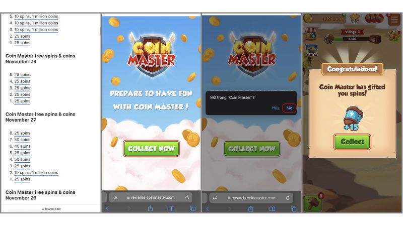 Link nhận Spin và thưởng vàng miễn phí game Coin Master - cập nhật 01/2024