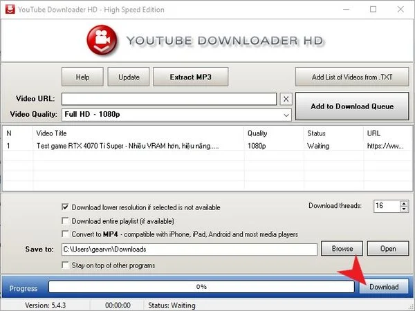 Cách tải video youtube miễn phí với Youtube Downloader HD