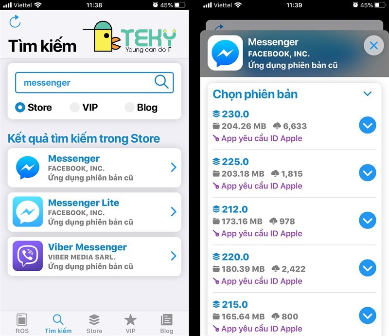 Tải Messenger bản cũ cực đơn giản tại Teky