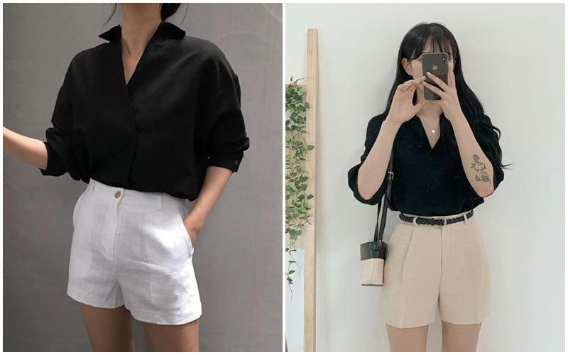 Bí kíp phối áo sơ mi với quần short nữ đơn giản, thanh lịch