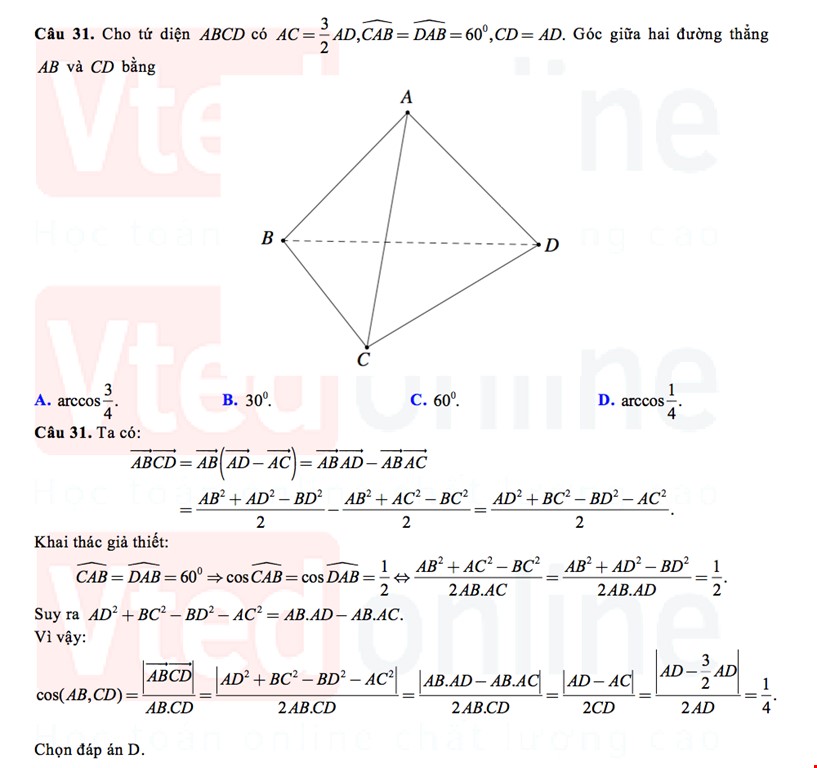 [Vted.vn]-Phương pháp xác định góc giữa hai đường thẳng trong không gian bằng véctơ | Học toán online chất lượng cao 2024 | Vted