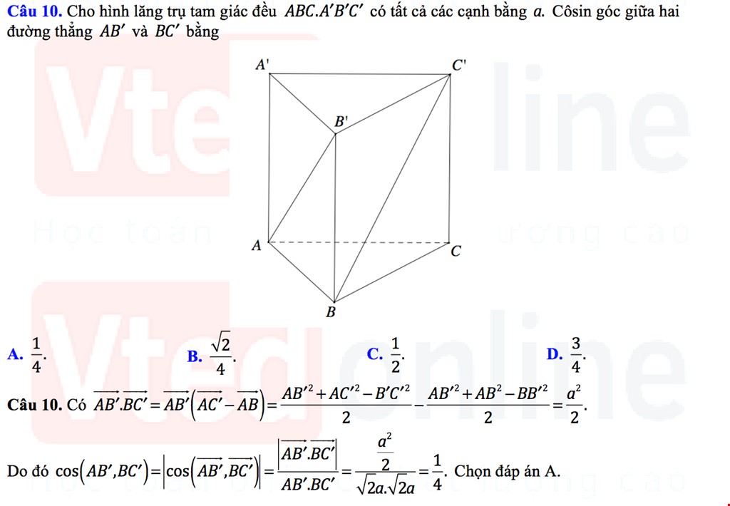 [Vted.vn]-Phương pháp xác định góc giữa hai đường thẳng trong không gian bằng véctơ | Học toán online chất lượng cao 2024 | Vted