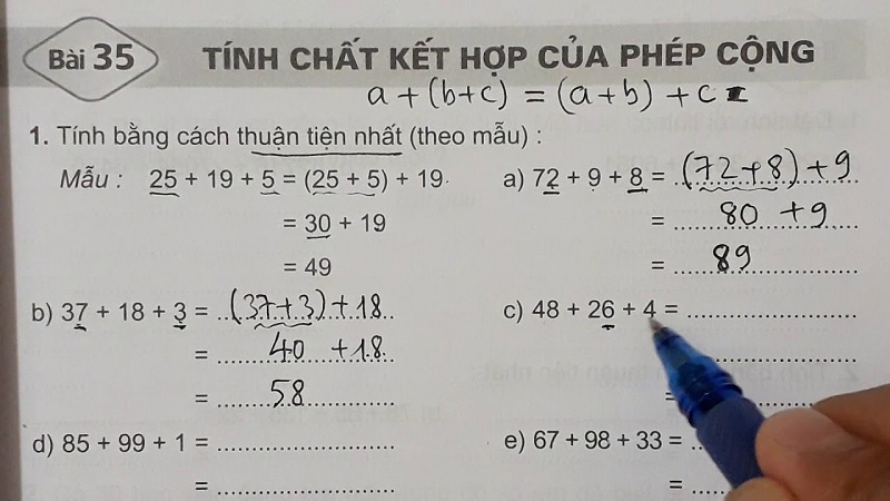 Tính chất kết hợp của phép cộng: Khái niệm, dạng toán và bí quyết học hay