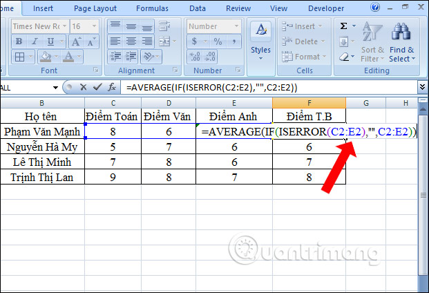 Hàm AVERAGE: Tính giá trị trung bình tự động trên Excel