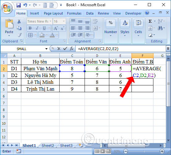 Hàm AVERAGE: Tính giá trị trung bình tự động trên Excel