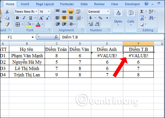 Hàm AVERAGE: Tính giá trị trung bình tự động trên Excel