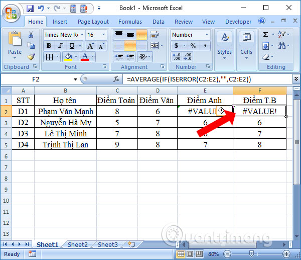 Hàm AVERAGE: Tính giá trị trung bình tự động trên Excel