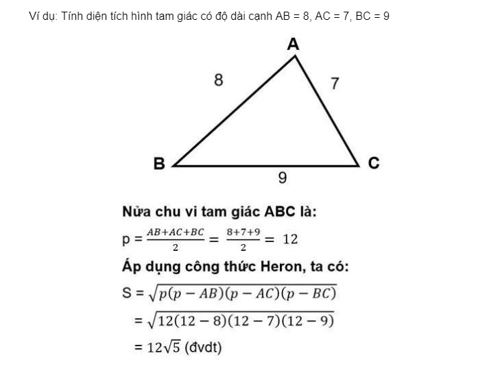 Những cách tính diện tích hình tam giác