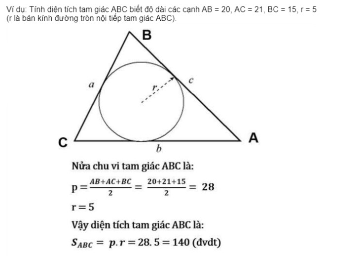 Những cách tính diện tích hình tam giác