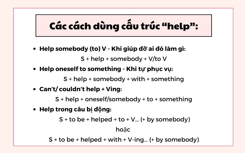 Cấu trúc Help: Help to V hay Ving, Help + Verb gì?