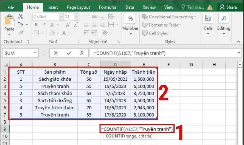 Tất tần tật về cách sử dụng hàm COUNT trong Excel đơn giản