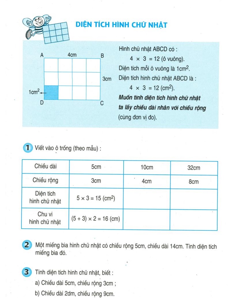 Diện tích hình chữ nhật lớp 4 Tổng hợp kiến thức và bài tập tính diện tích hay nhất