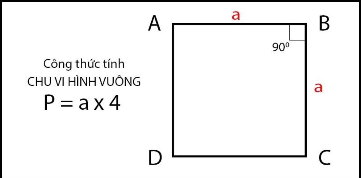 Công thức tính chu vi hình vuông, kèm bài tập có lời giải chi tiết