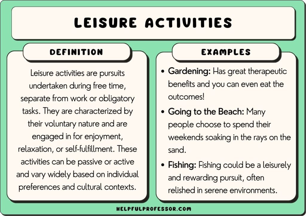 120 Leisure Activities Examples