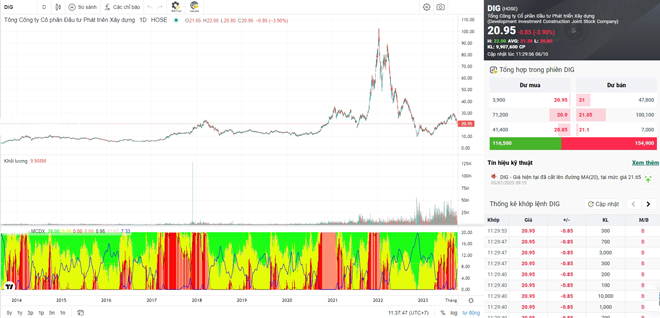 Cổ phiếu DIG - Biểu đồ giá cổ phiếu DIG mới nhất