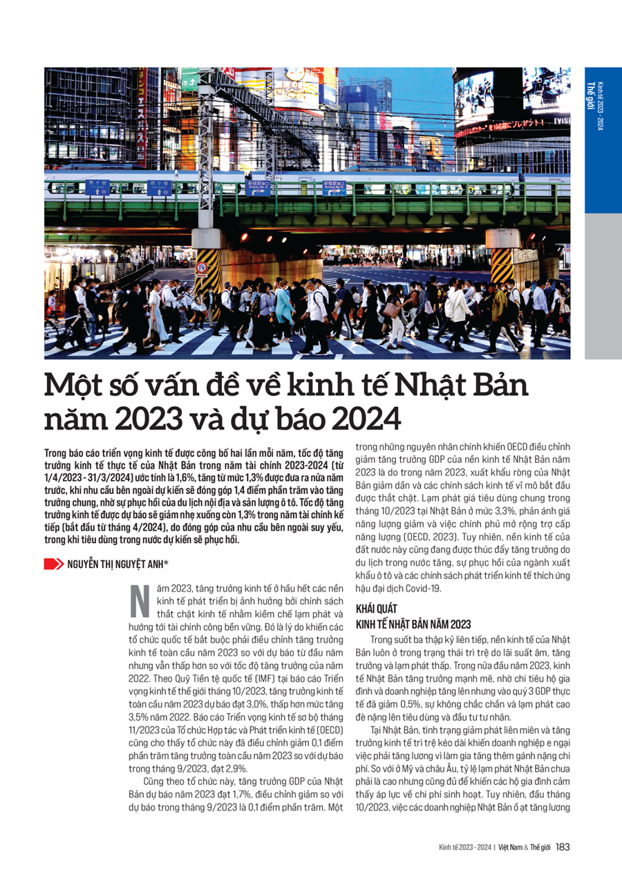 Một số vấn đề về kinh tế Nhật Bản năm 2023 và dự báo 2024 - Nhịp sống kinh tế Việt Nam & Thế giới