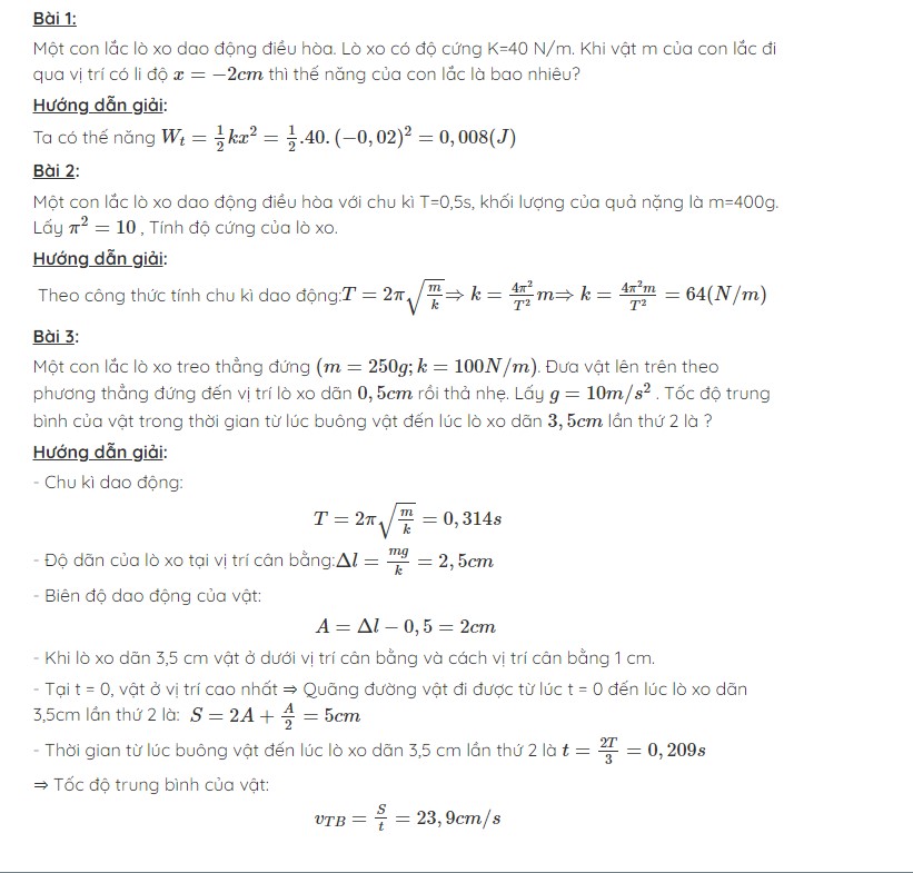 Lý thuyết về con lắc lò xo - Vật Lý 12