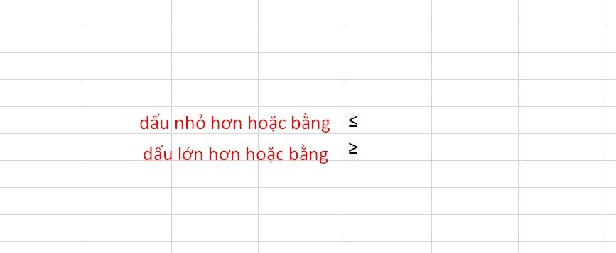 Hướng dẫn cách viết dấu nhỏ hơn hoặc bằng trong Excel đơn giản