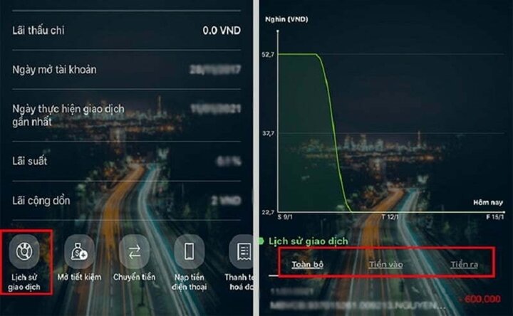 Cách xem lịch sử giao dịch Vietcombank
