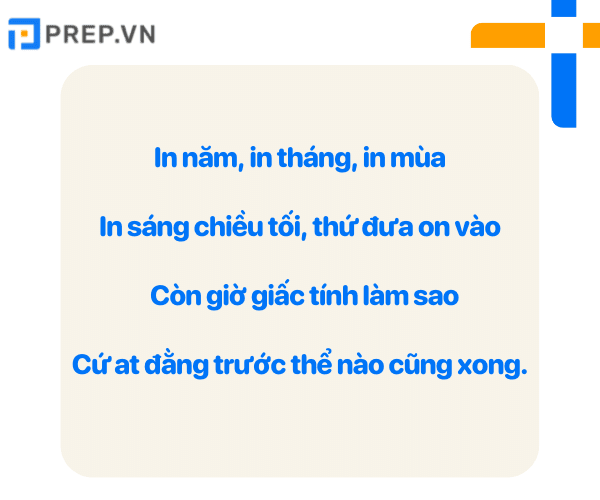 IN, ON, AT là gì? Phân biệt IN, ON, AT dễ dàng qua bài thơ