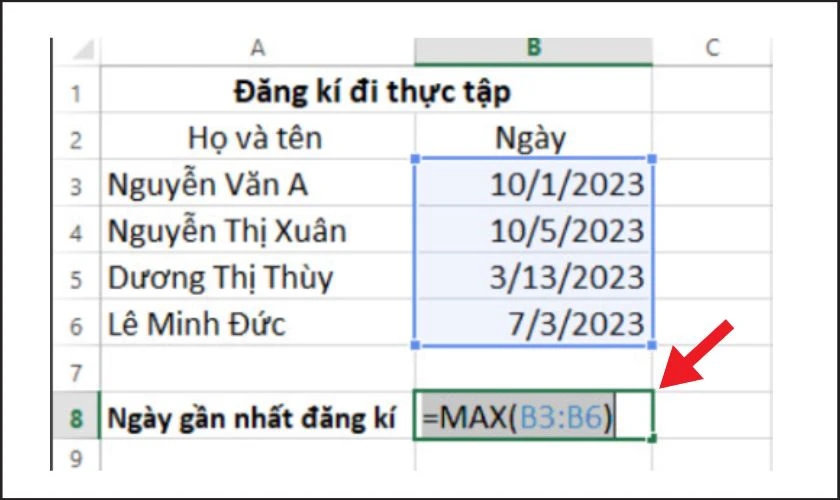 Cách sử dụng hàm MAX trong Excel tìm giá trị lớn nhất