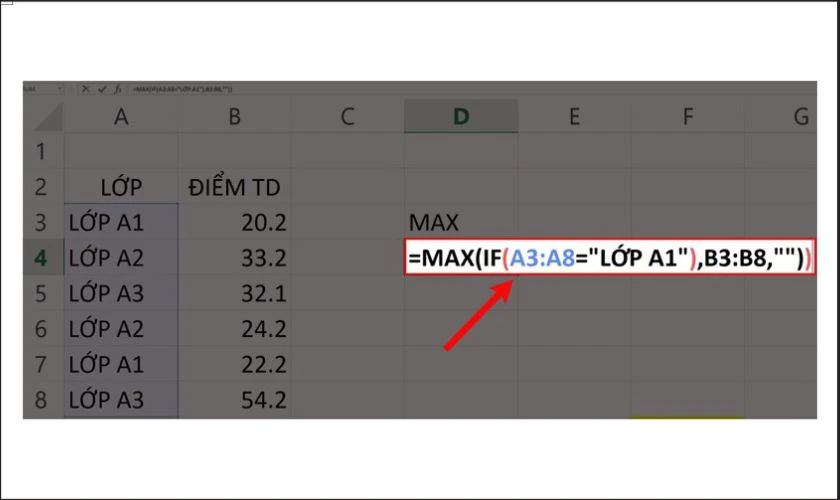 Cách sử dụng hàm MAX trong Excel tìm giá trị lớn nhất