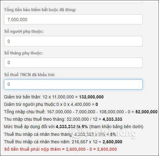 Tính thuế thu nhập cá nhân online, tính thuế TNCN online