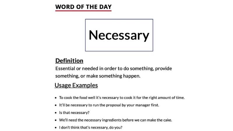 Danh từ của Necessary là gì? Word form của Necessary và cách dùng