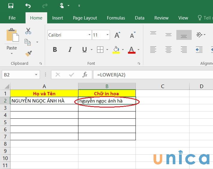 7 cách đổi chữ thường thành chữ hoa trong excel nhanh chóng