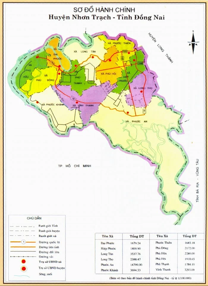 Bản đồ và danh sách đơn vị hành chính trực thuộc tỉnh Đồng Nai