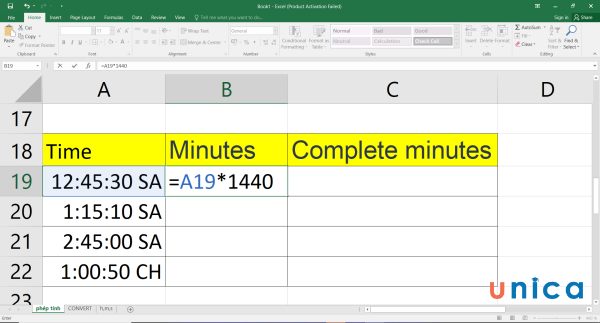 Cách chuyển thời gian thành giờ, cách đổi giờ ra phút trong Excel