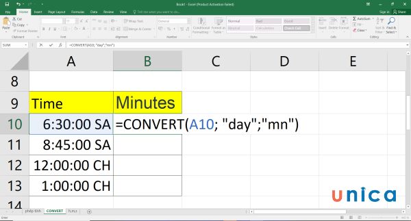 Cách chuyển thời gian thành giờ, cách đổi giờ ra phút trong Excel