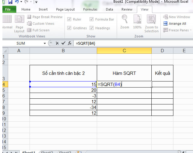 Cách tính căn bậc 2 trong excel nhanh như chớp bằng hàm SQRT