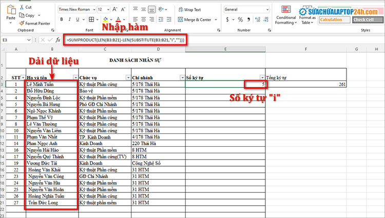 4 hàm đếm chữ trong Excel cực đơn giản | Có thể bạn chưa biết