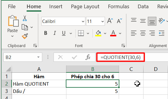 Hàm chia trong Excel: công thức và hướng dẫn chi tiết