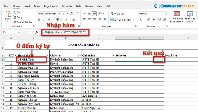 4 hàm đếm chữ trong Excel cực đơn giản | Có thể bạn chưa biết